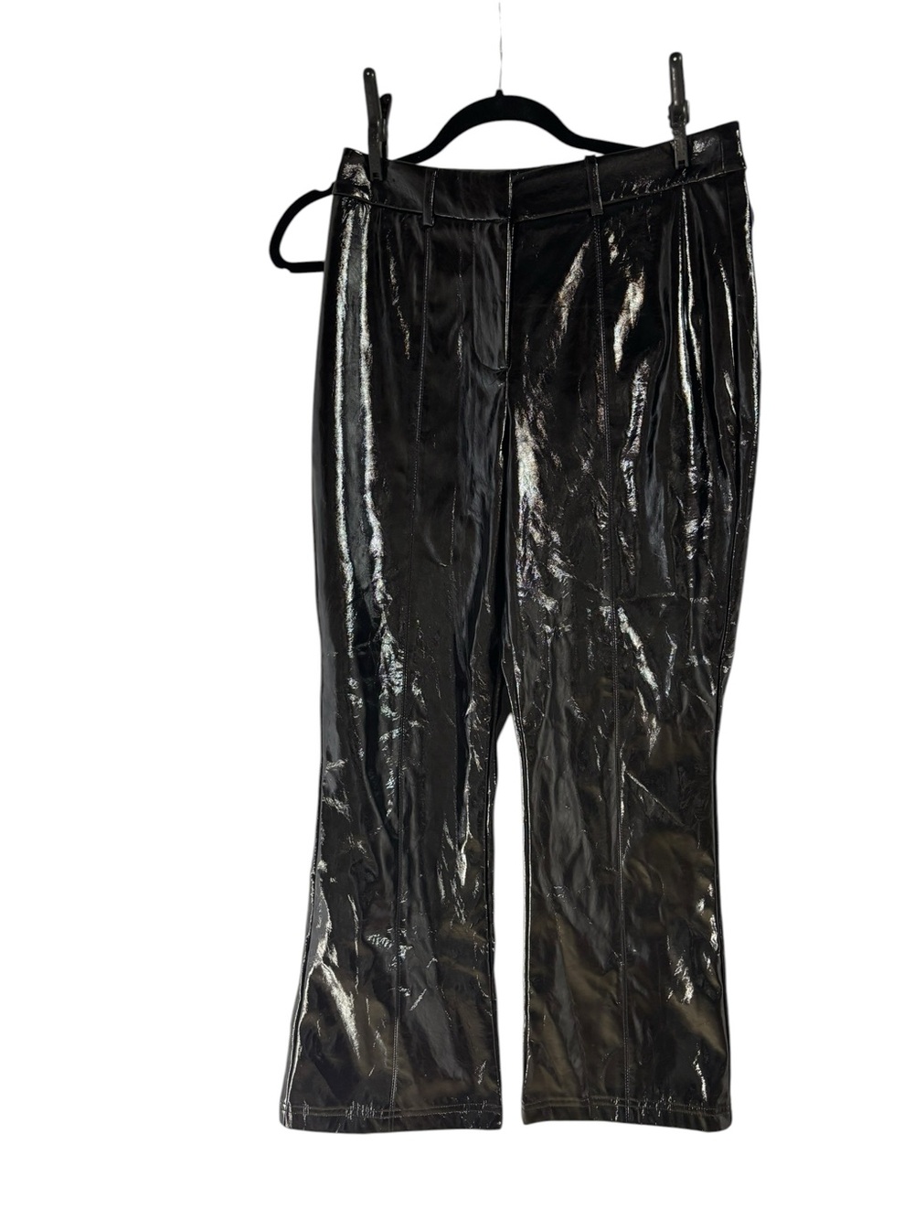7 For All Mankind Faux Leather Bootcut Pants Black Vegan Patent Glossy Size S